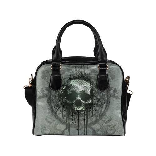 Awesome skull with bones and grunge Shoulder Handbag (Model 1634)