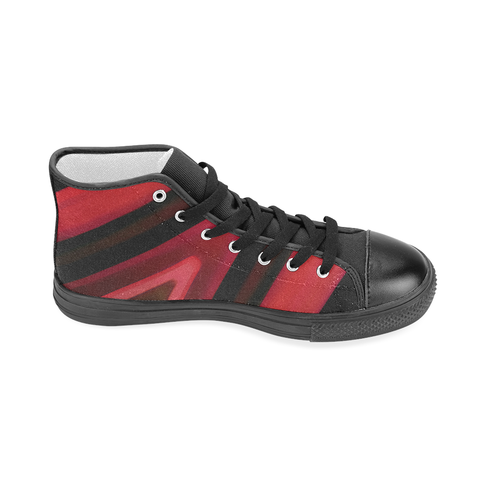 Red and Black Modern Abstract Men’s Classic High Top Canvas Shoes
