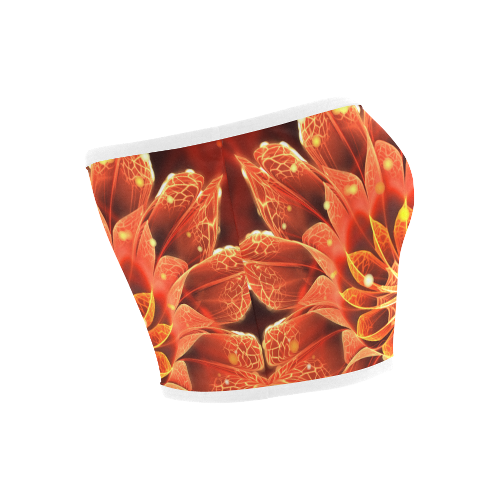 (White Rim) Red Dahlia Fractal Flower with Beautiful Bokeh Bandeau Top