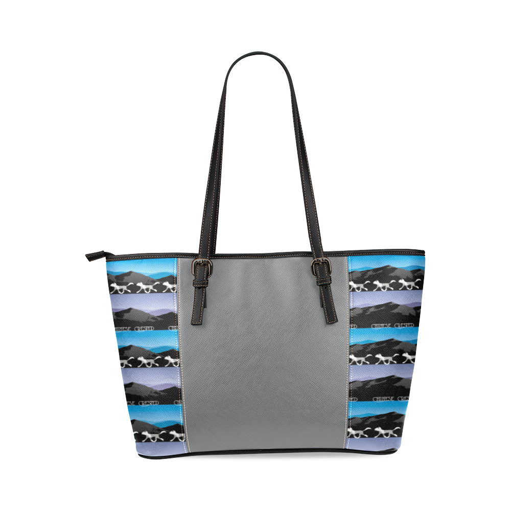 Chinese Crested Rockin The Rockies Leather Tote Bag/Small (Model 1640)