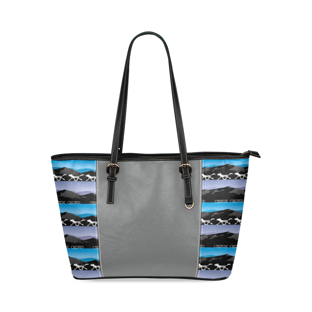 Chinese Crested Rockin The Rockies Leather Tote Bag/Small (Model 1640)