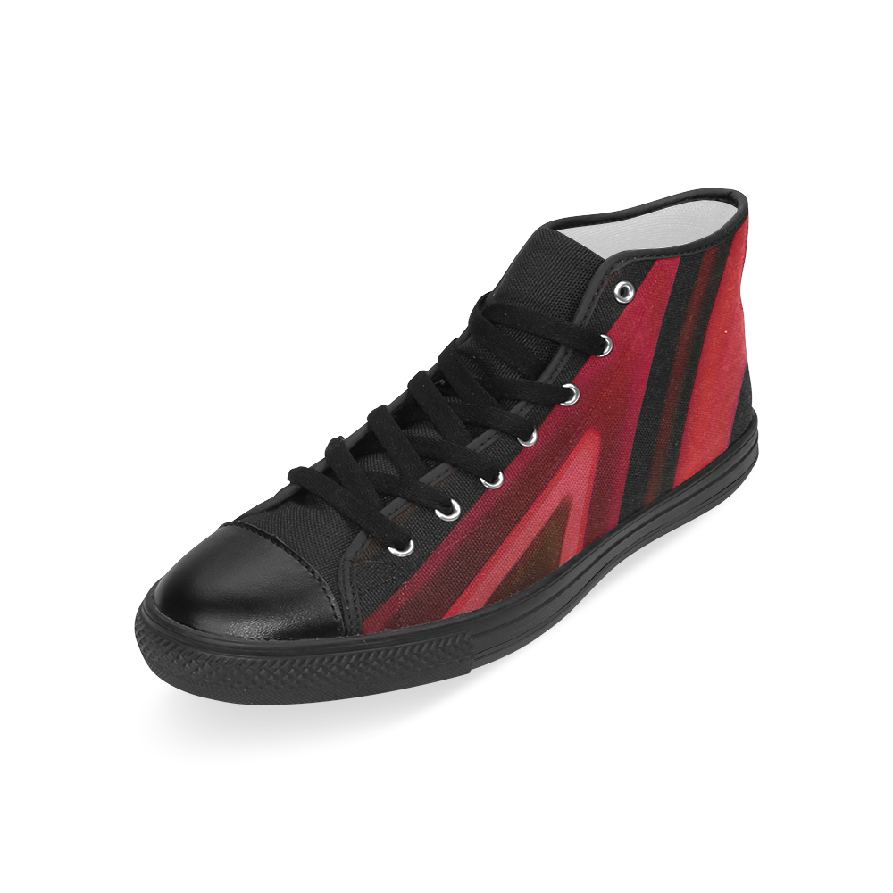 Red and Black Modern Abstract Men’s Classic High Top Canvas Shoes