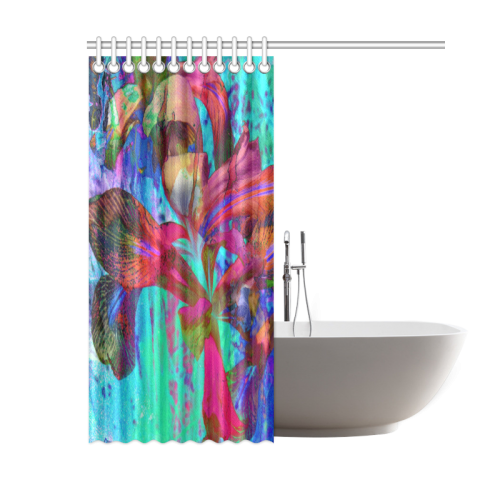 Abstract Blue iris by Martina Webster Shower Curtain 60"x72"