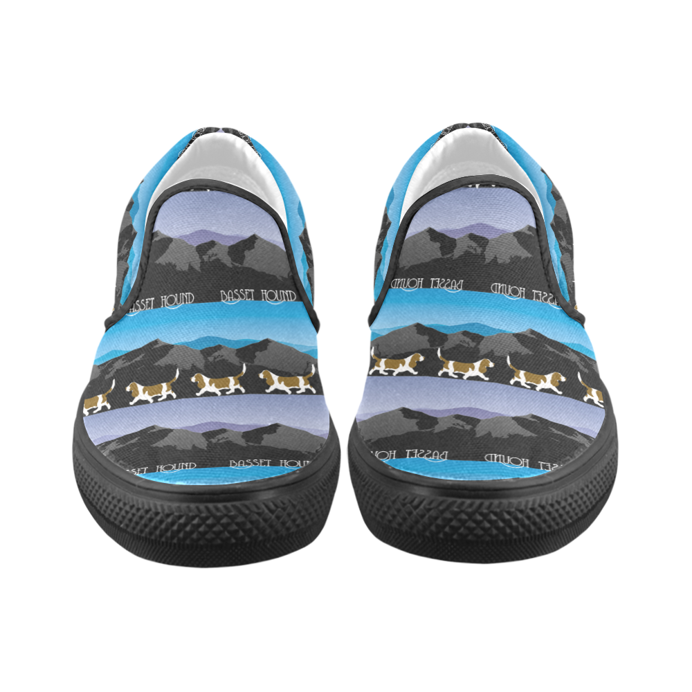 Basset Hound Rockin The Rockies Women's Unusual Slip-on Canvas Shoes (Model 019)
