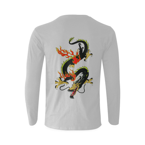 Chinese Dragon Black Sunny Men's T-shirt (long-sleeve) (Model T08)