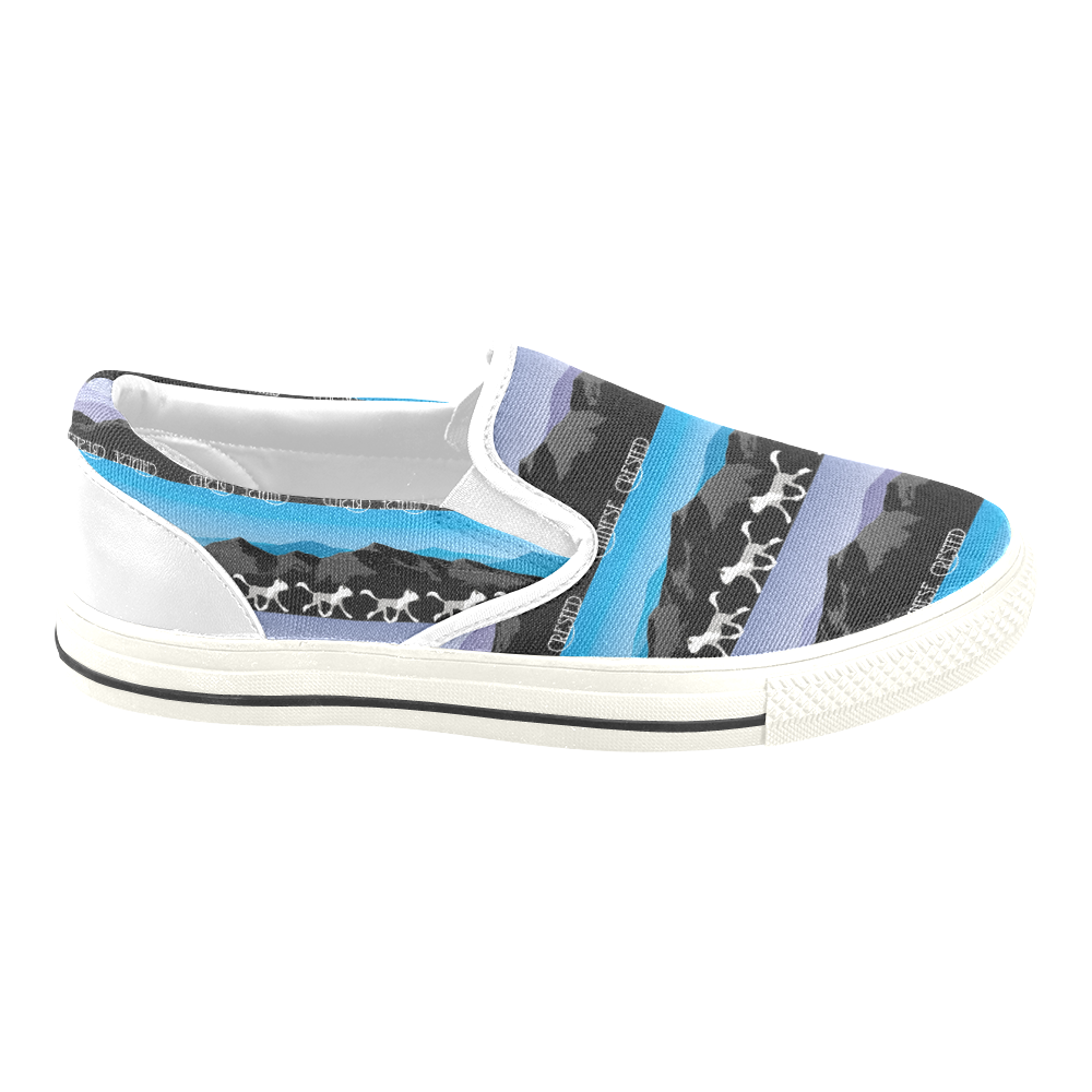 Chinese Crested Rockin The Rockies Women's Unusual Slip-on Canvas Shoes (Model 019)