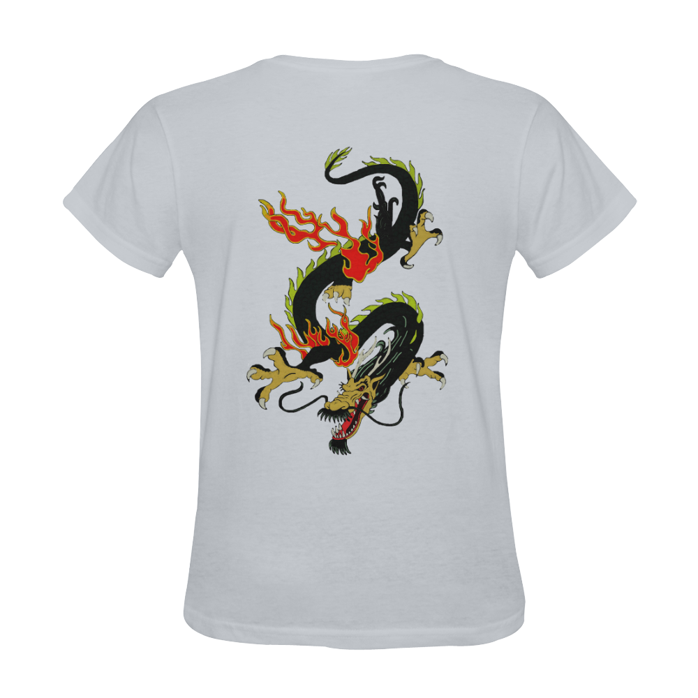 Chinese Dragon Black Sunny Women's T-shirt (Model T05)