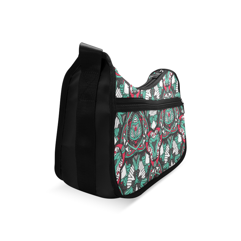 Zandine 0304 bold abstract pattern grey teal red Crossbody Bags (Model 1616)