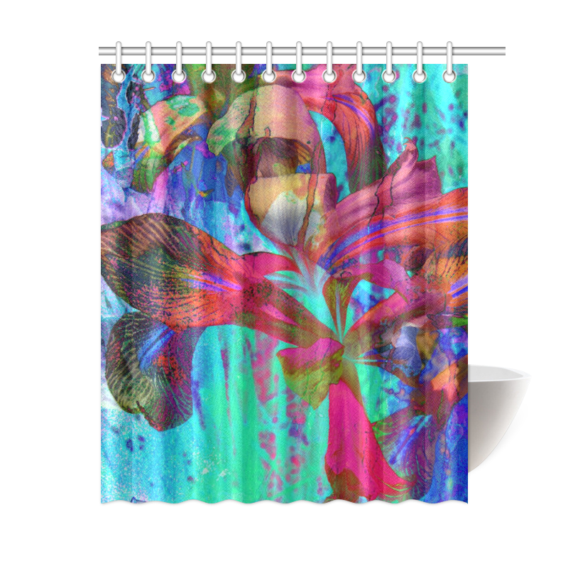 Abstract Blue iris by Martina Webster Shower Curtain 60"x72"