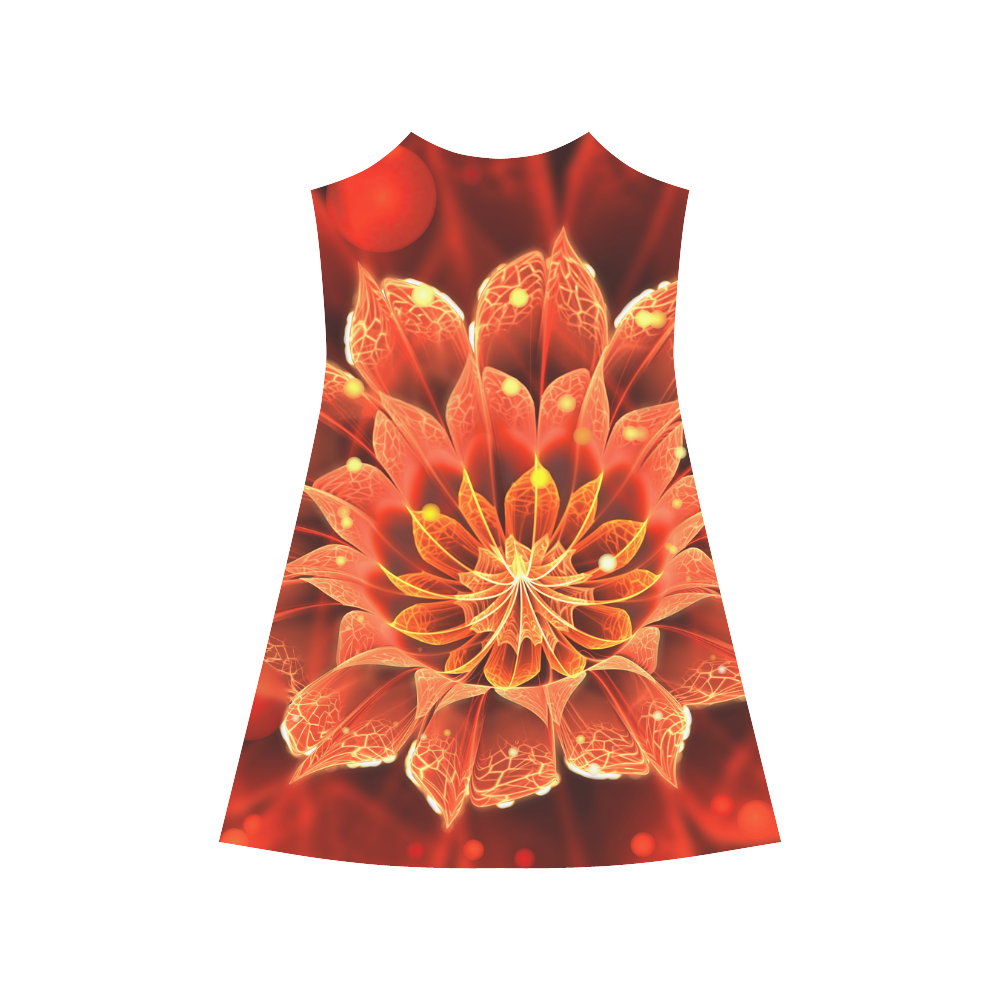 Red Dahlia Fractal Flower with Beautiful Bokeh Alcestis Slip Dress (Model D05)