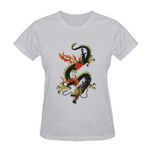 Chinese Dragon Black Sunny Women's T-shirt (Model T05)