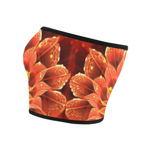 (Black Rim) Red Dahlia Fractal Flower with Beautiful Bokeh Bandeau Top