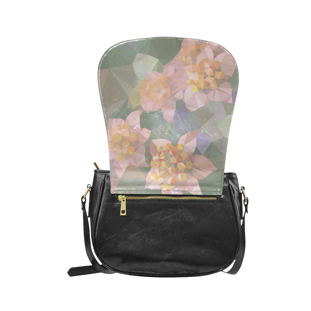 Low Poly Flowers Classic Saddle Bag/Large (Model 1648)