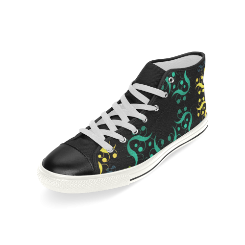 Metallic Green, Yellow, Pink & Blue Abstract Men’s Classic High Top Canvas Shoes (Model 017)