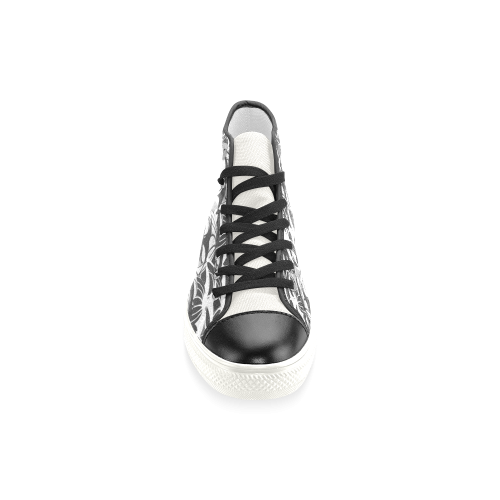 Alien Troops - Black & White Women's Classic High Top Canvas Shoes (Model 017)