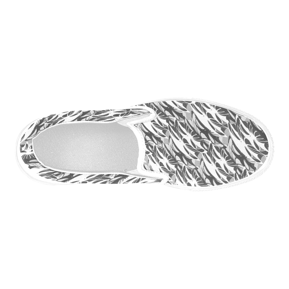 Alien Troops - Black & White Men's Slip-on Canvas Shoes (Model 019)
