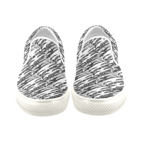 Alien Troops - Black & White Men's Unusual Slip-on Canvas Shoes (Model 019)