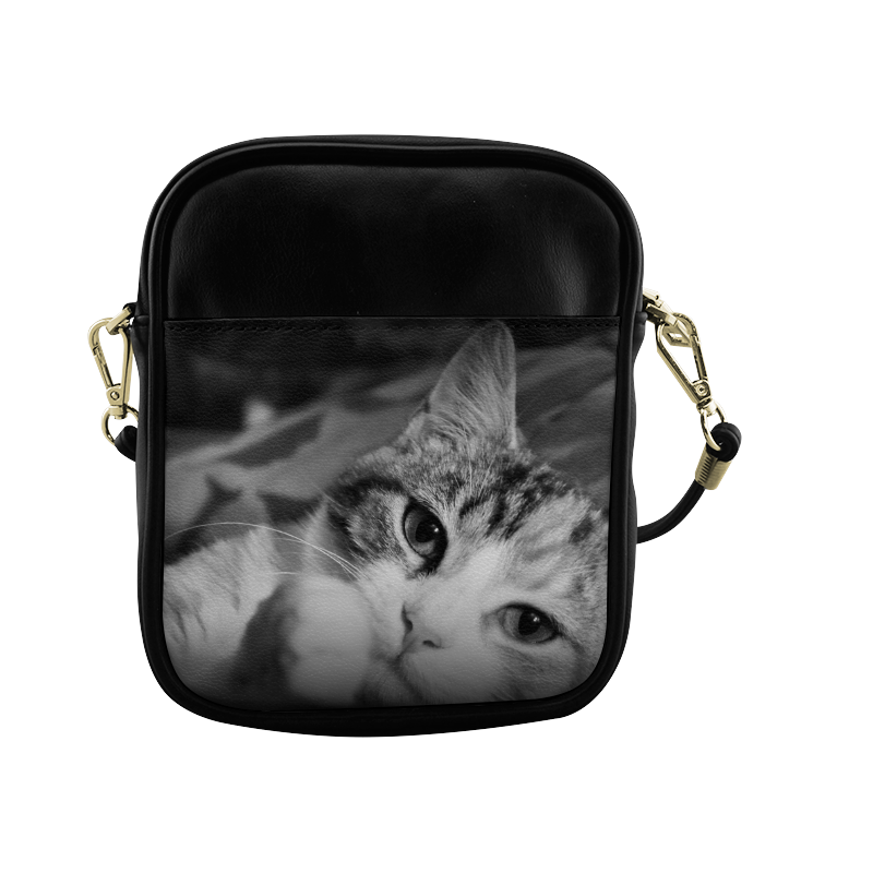 "Classic Cat in Black and White" Sling Bag Sling Bag (Model 1627)