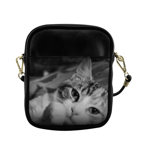 "Classic Cat in Black and White" Sling Bag Sling Bag (Model 1627)