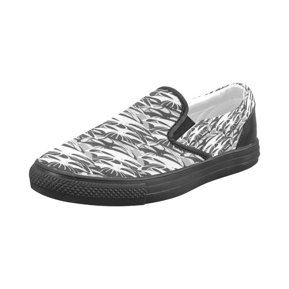Alien Troops - Black & White Men's Slip-on Canvas Shoes (Model 019)