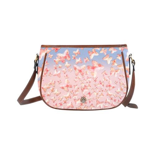 Pink Butterflies Saddle Bag/Small (Model 1649) Full Customization