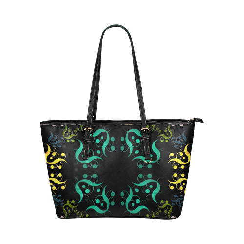 Metallic Green, Yellow, Pink & Blue Abstract Leather Tote Bag/Small (Model 1651)