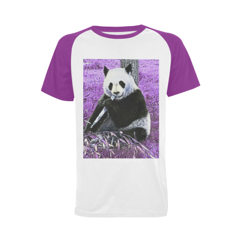 funky lilac panda Men's Raglan T-shirt Big Size (USA Size) (Model T11)