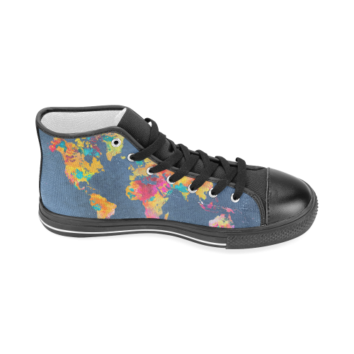 world map 18 Men’s Classic High Top Canvas Shoes (Model 017)