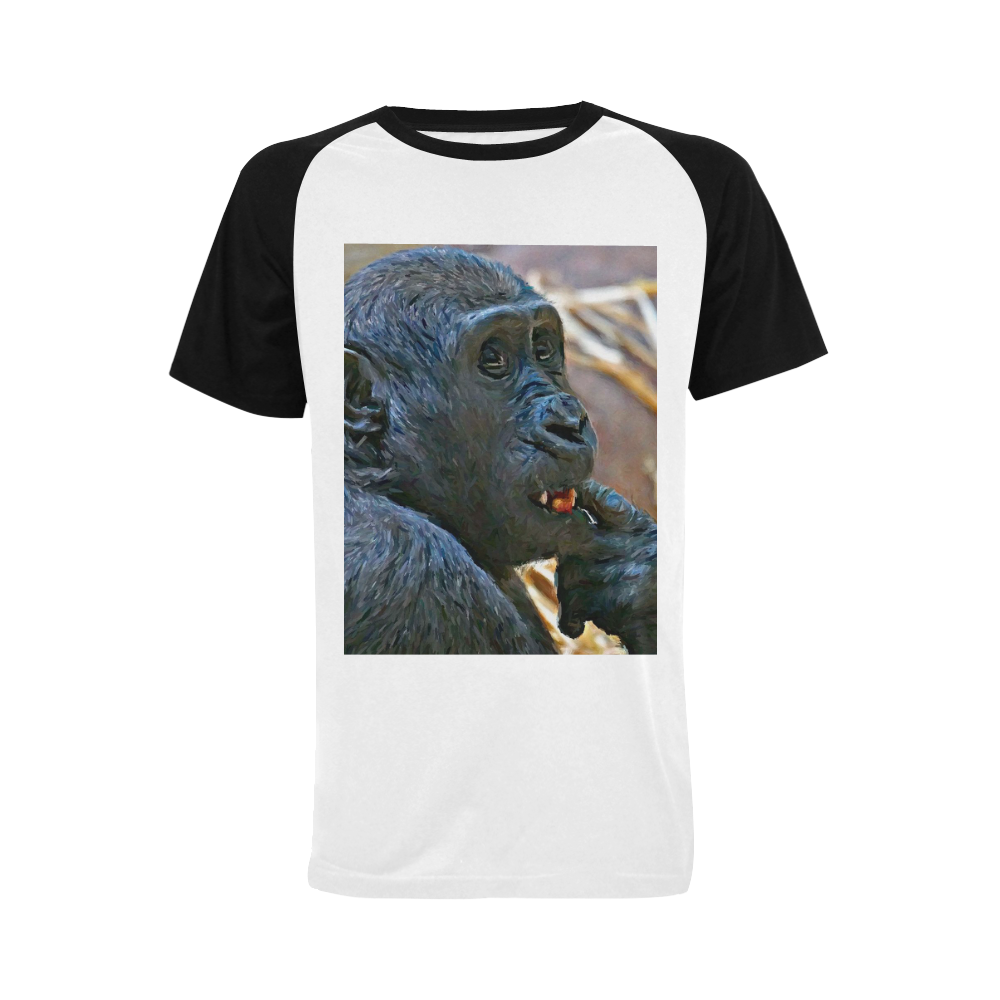 animal art studio 15516 Gorilla Men's Raglan T-shirt Big Size (USA Size) (Model T11)