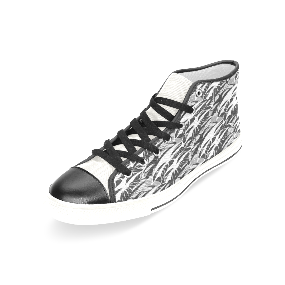 Alien Troops - Black & White Women's Classic High Top Canvas Shoes (Model 017)