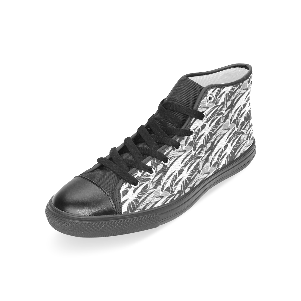 Alien Troops - Black & White Women's Classic High Top Canvas Shoes (Model 017)