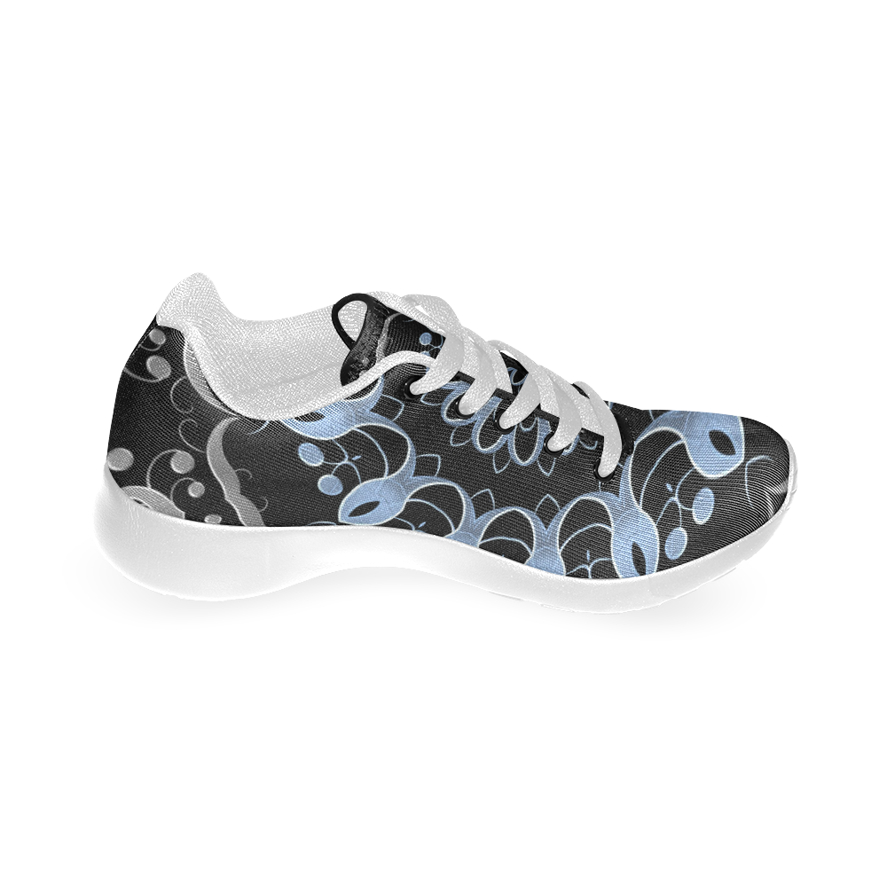 Metallic Silver & Blue Flourishes Mandala Women’s Running Shoes (Model 020)