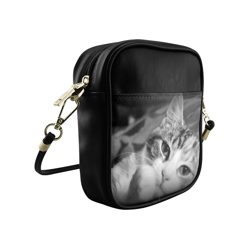 "Classic Cat in Black and White" Sling Bag Sling Bag (Model 1627)
