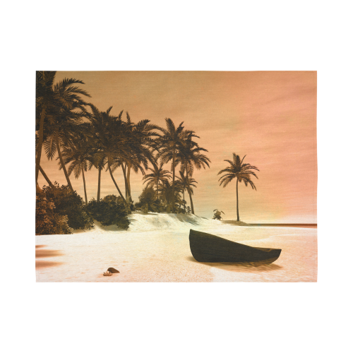 Wonderful seascape with tropical island Cotton Linen Wall Tapestry 80"x 60"