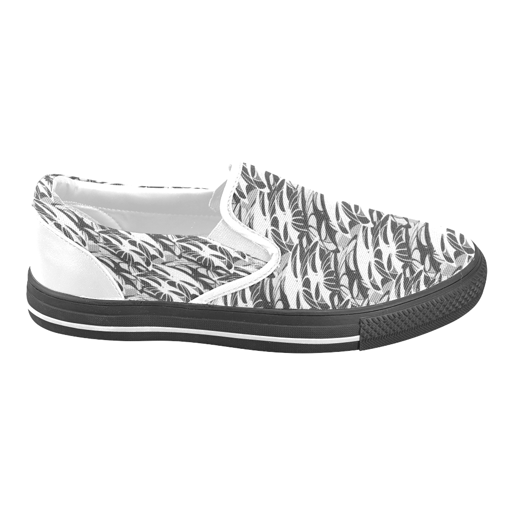 Alien Troops - Black & White Women's Unusual Slip-on Canvas Shoes (Model 019)