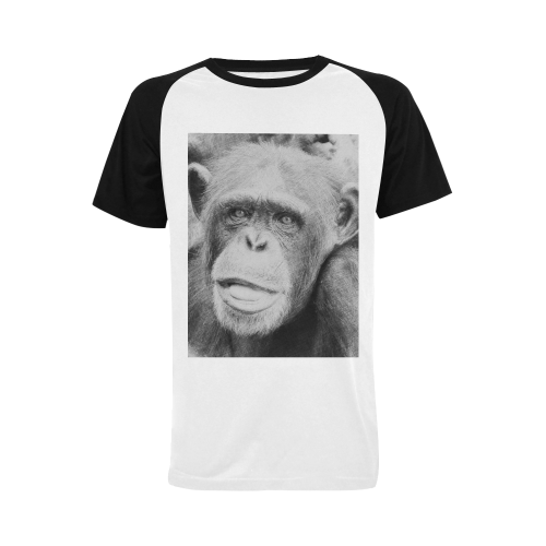 animal art studio 17516 Chimp Men's Raglan T-shirt Big Size (USA Size) (Model T11)