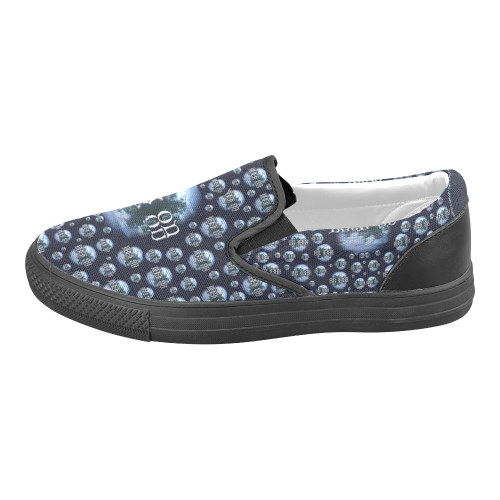 One Woman One Island And Rock On Men's Slip-on Canvas Shoes (Model 019)