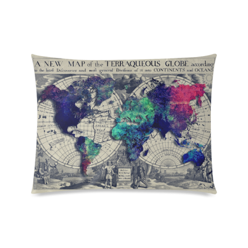 world map 22 Custom Zippered Pillow Case 20"x26"(Twin Sides)