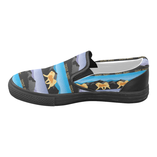 Tibetan Mastiff Rockin The Rockies Women's Unusual Slip-on Canvas Shoes (Model 019)