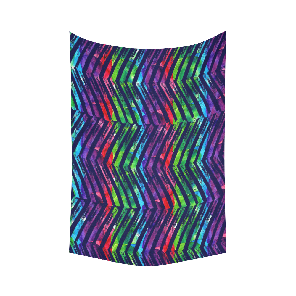 Colorful Oblique Lines Cotton Linen Wall Tapestry 60"x 90"