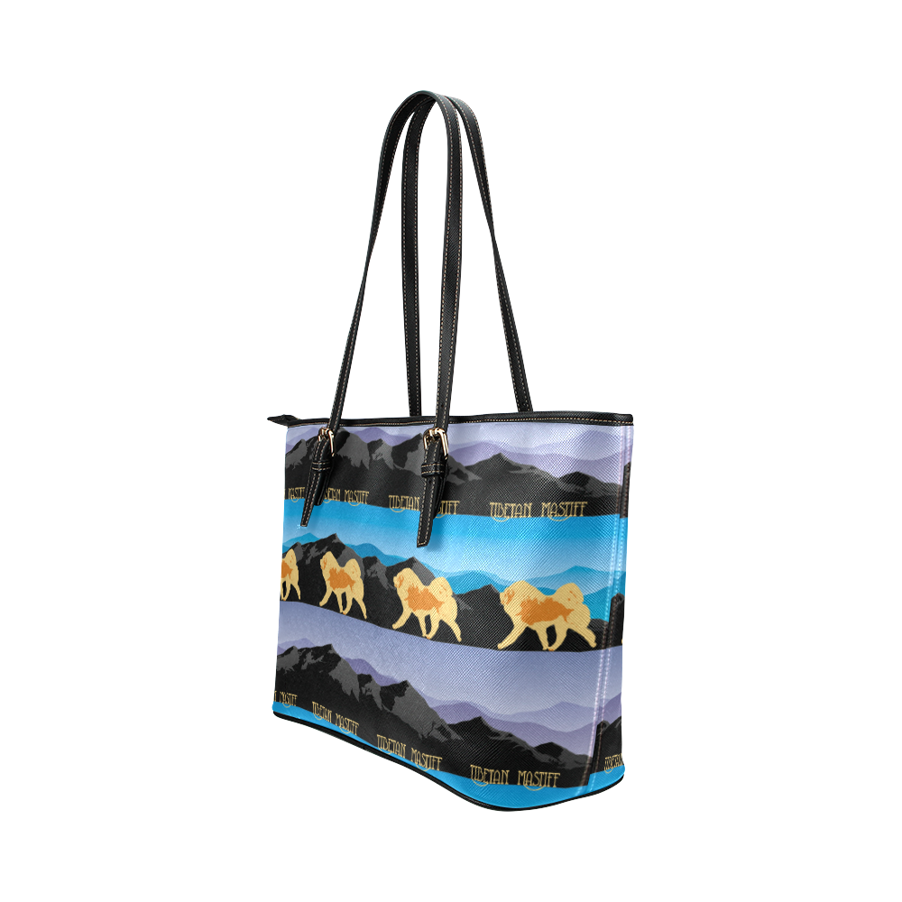 Tibetan Mastiff Rockin The Rockies Leather Tote Bag/Large (Model 1651)