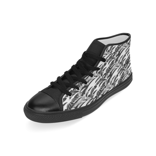 Alien Troops - Black & White Men’s Classic High Top Canvas Shoes (Model 017)
