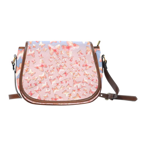 Pink Butterflies Saddle Bag/Small (Model 1649) Full Customization