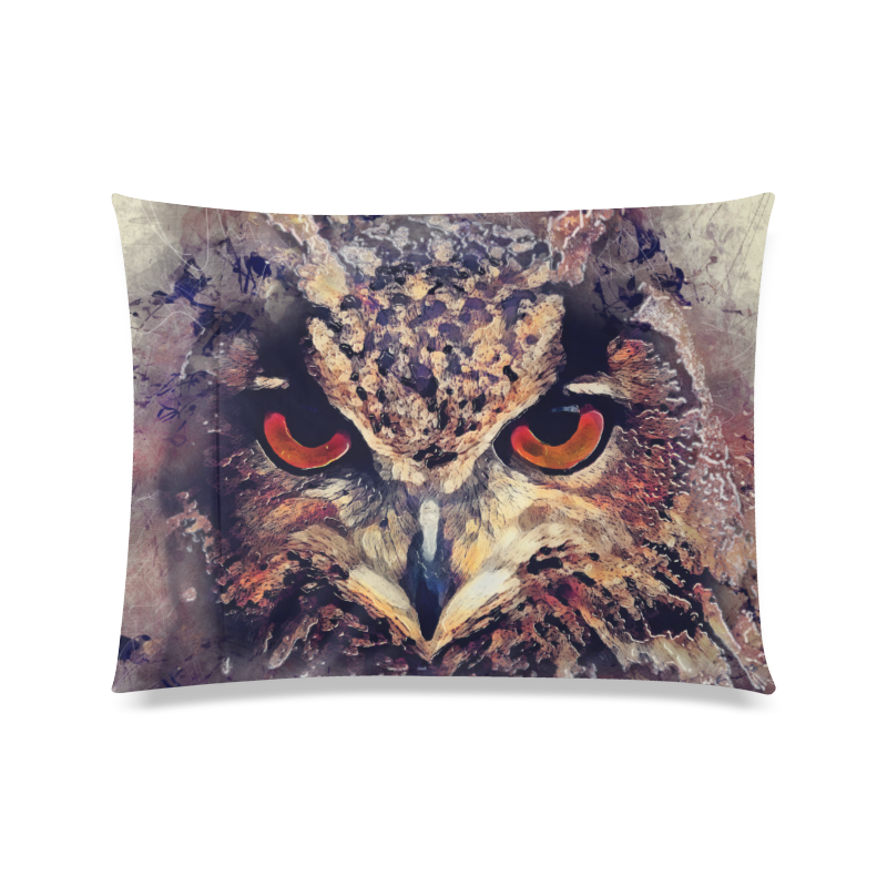 owl Custom Zippered Pillow Case 20"x26"(Twin Sides)