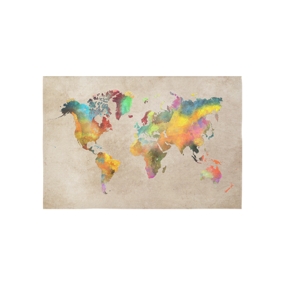 world map 17 Cotton Linen Wall Tapestry 60"x 40"
