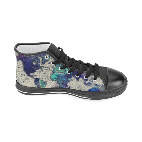 world map 22 Men’s Classic High Top Canvas Shoes (Model 017)