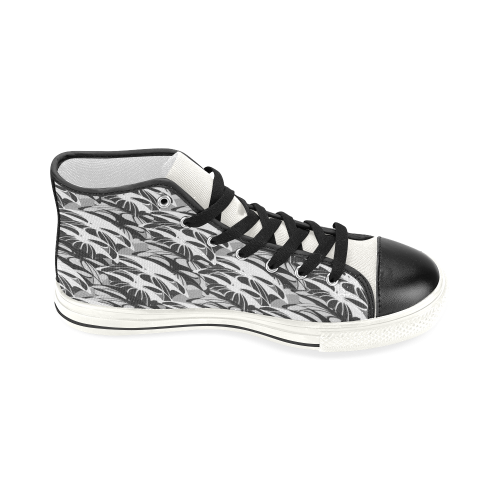 Alien Troops - Black & White Women's Classic High Top Canvas Shoes (Model 017)