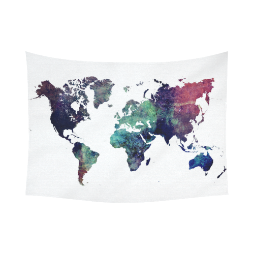 world map 12 Cotton Linen Wall Tapestry 80"x 60"