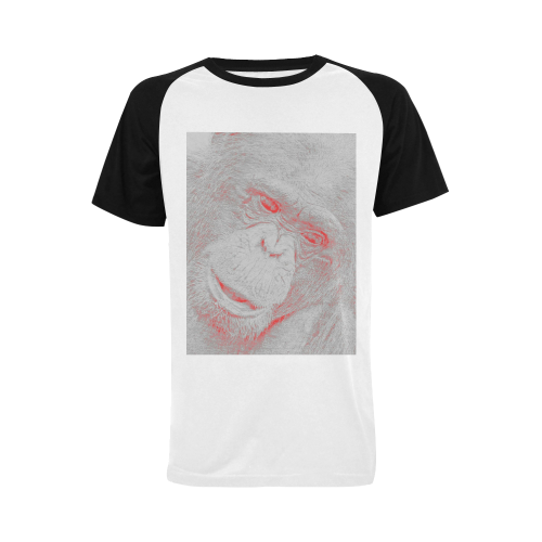 animal art studio 19516 Chimp Men's Raglan T-shirt Big Size (USA Size) (Model T11)