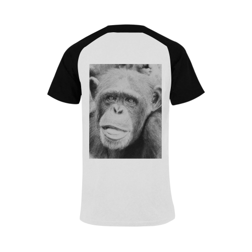 animal art studio 17516 Chimp Men's Raglan T-shirt Big Size (USA Size) (Model T11)